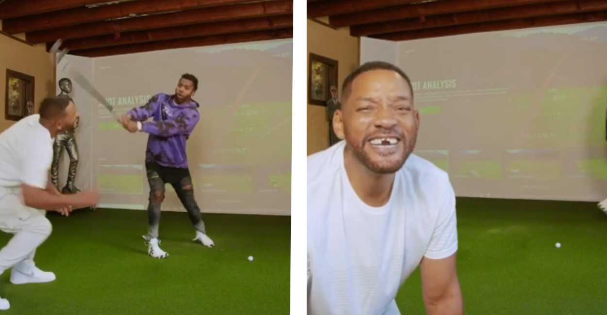 En el video se observa que el cantante Jason Derulo le pega con un palo de golf en la boca a Will Smith.