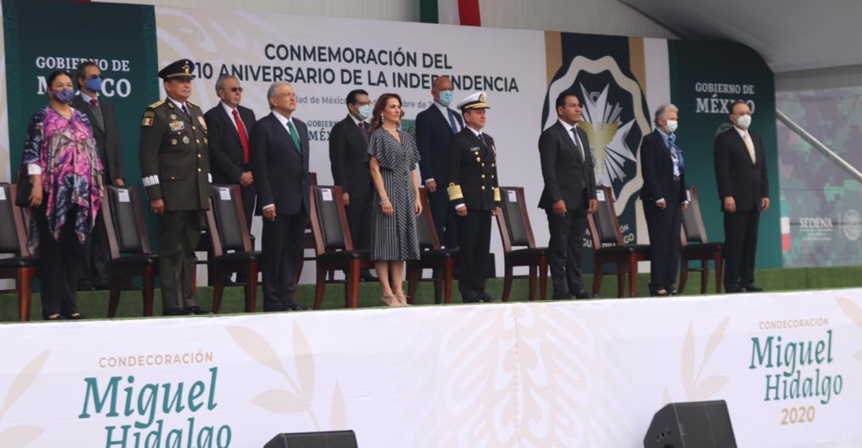 El presidente Andrés Manuel López Obrador en la entrega de reconocimientos. Foto: Twitter. @SSPCMexico