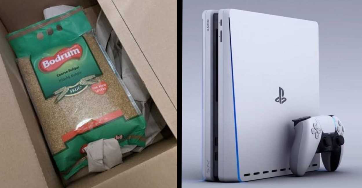 Dentro del empaque de la Playstation 5, solo venía un paquete de arroz. | Foto: Cortesía.