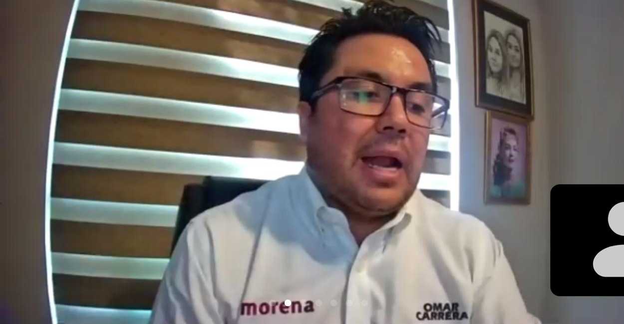 Omar Carrera Pérez diputado de Morena durante la conferencia ofrecida de manera virtual.