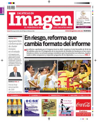 Imagen Zacatecas edición del 09 de Mayo 2011