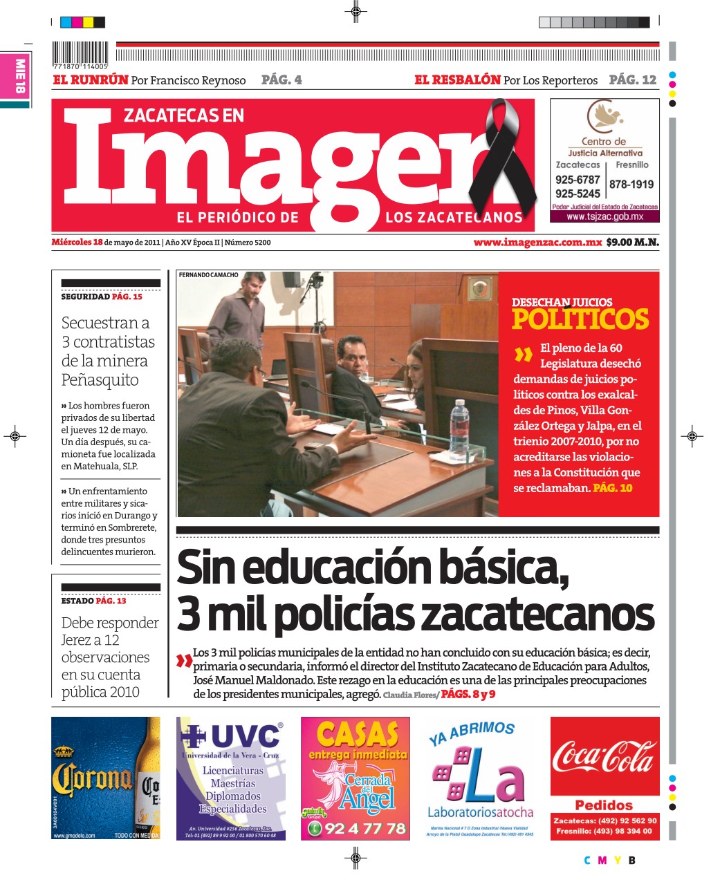 Imagen Zacatecas edición del 18 de Mayo 2011
