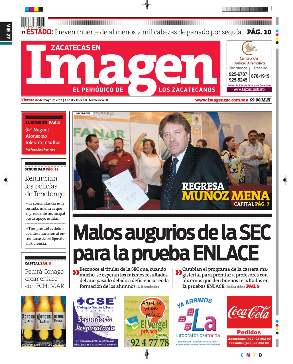 Imagen Zacatecas edición del 27 de Mayo 2011