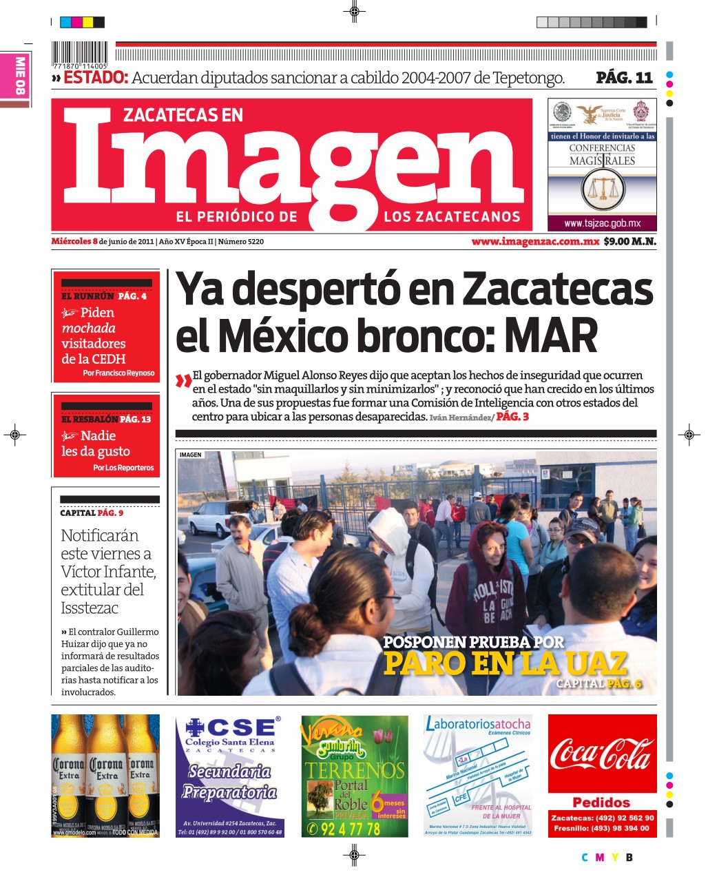 Imagen Zacatecas edición del 08 de Junio 2011