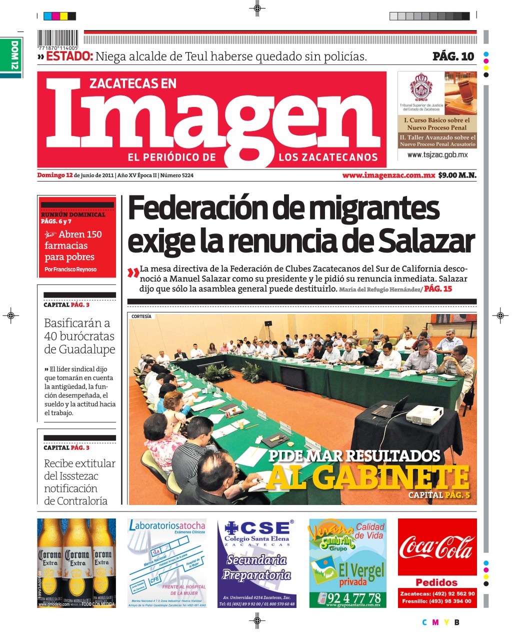 Imagen Zacatecas edición del 12 de Junio 2011