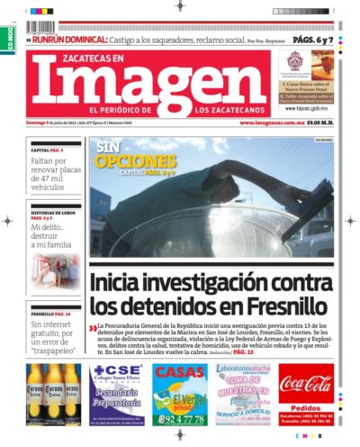 Imagen Zacatecas edición del 03 de Julio 2011