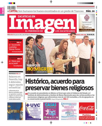 Imagen Zacatecas edición del 06 de Julio 2011