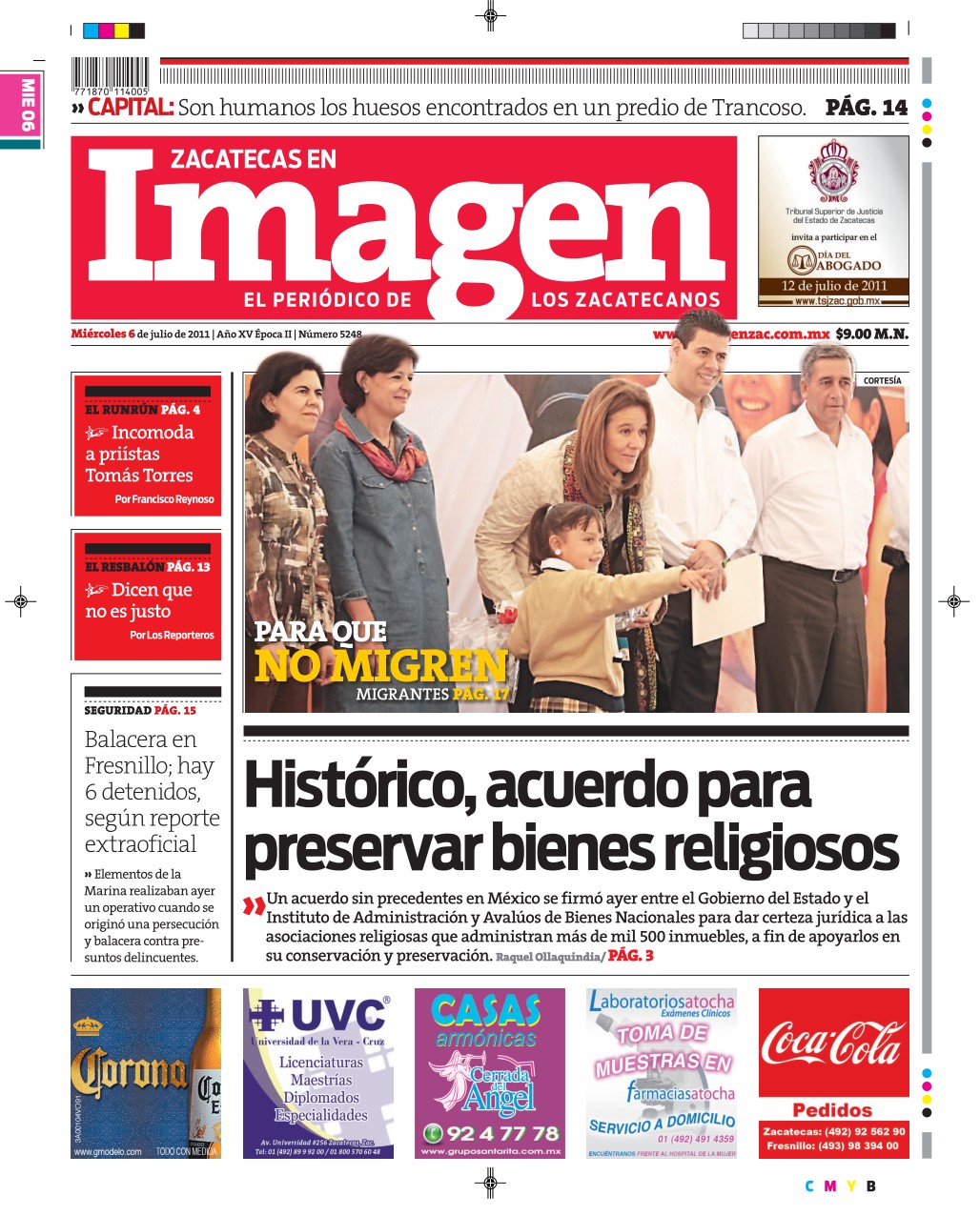 Imagen Zacatecas edición del 06 de Julio 2011
