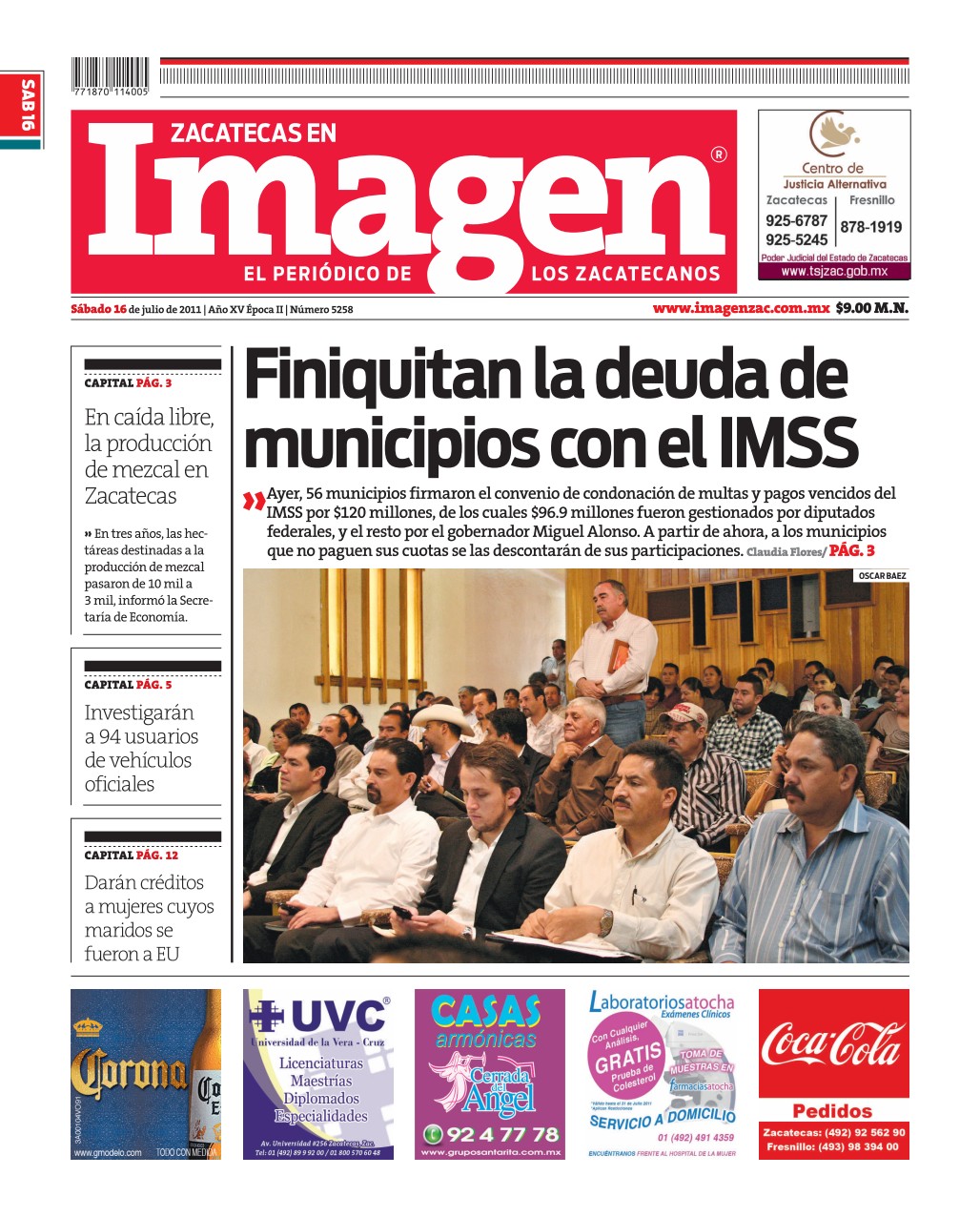Imagen Zacatecas edición del 16 de Julio 2011