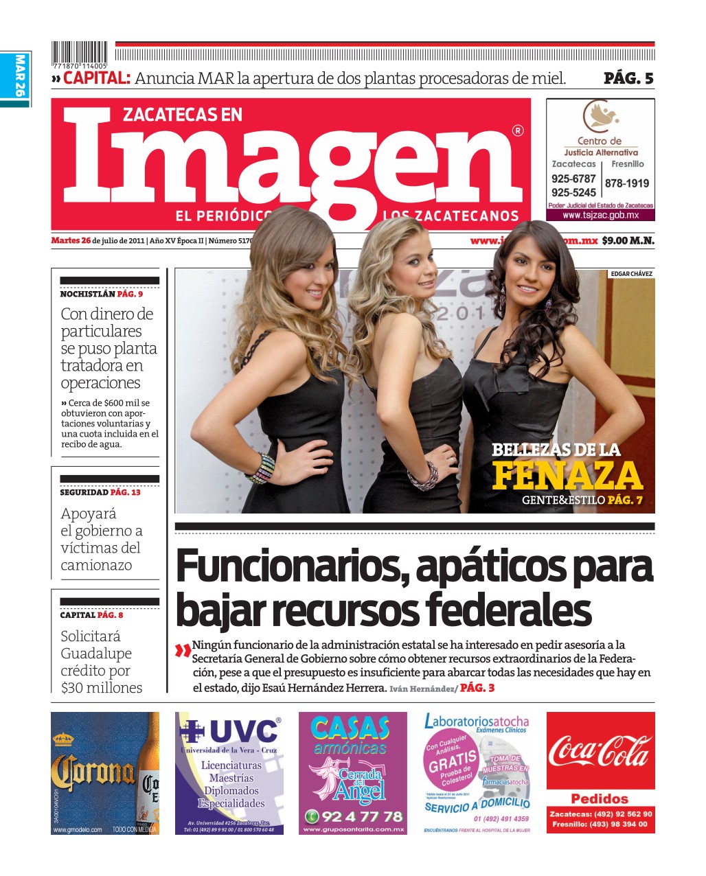 Imagen Zacatecas edición del 26 de Julio 2011