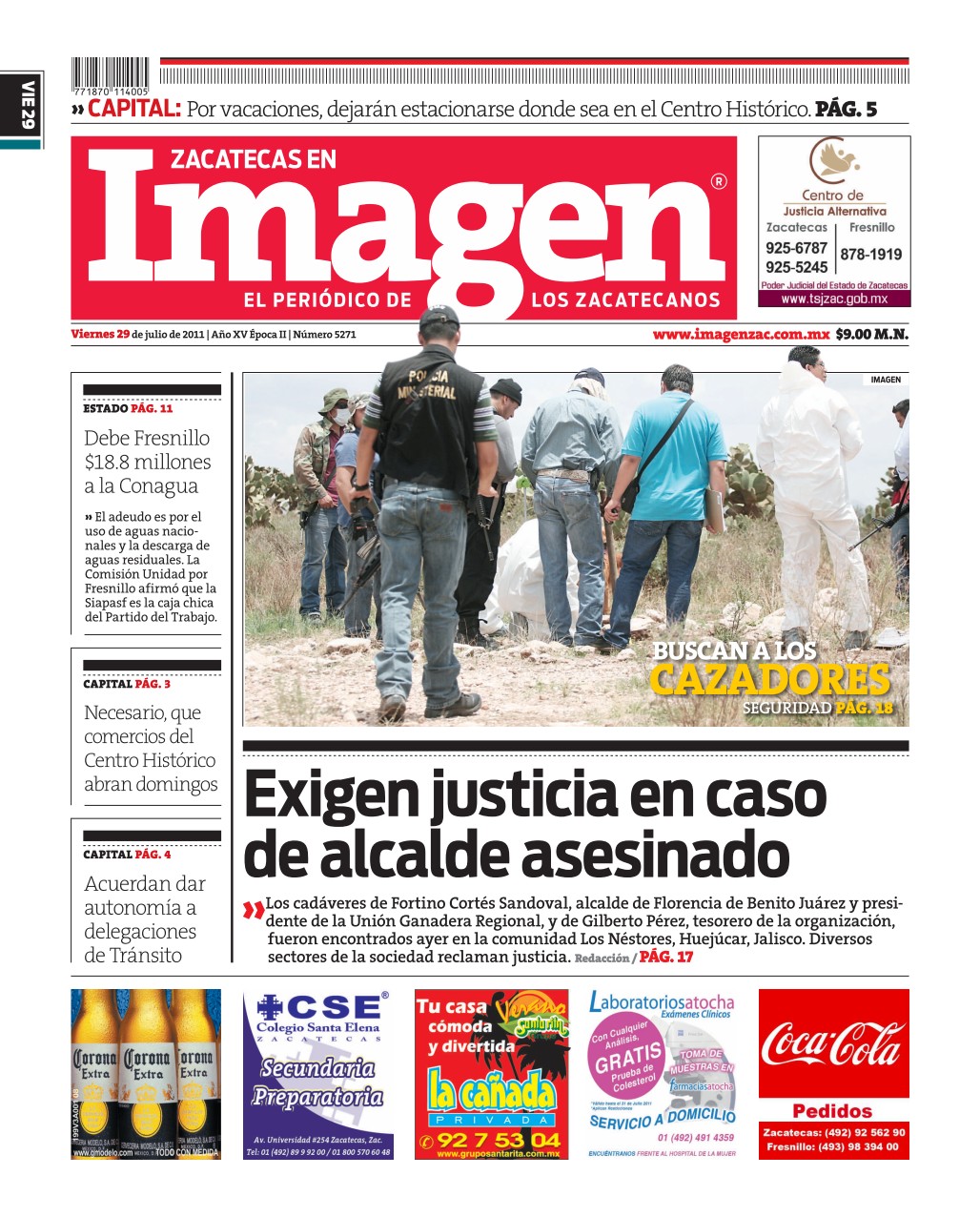 Imagen Zacatecas edición del 29 de Julio 2011
