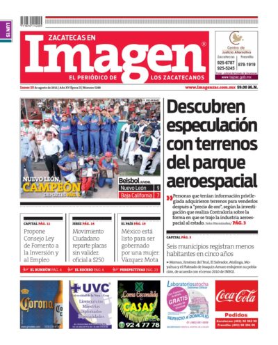 Imagen Zacatecas edición del 15 de Agosto 2011