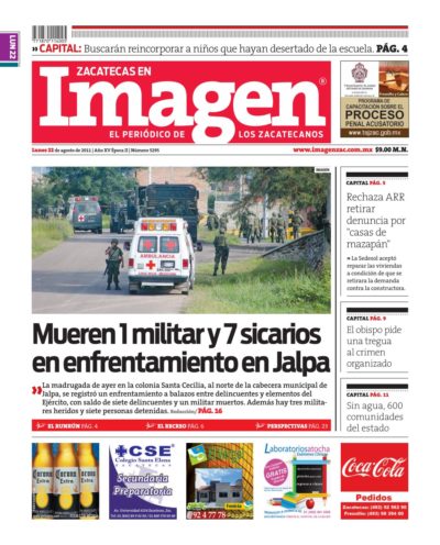 Imagen Zacatecas edición del 22 de Agosto 2011