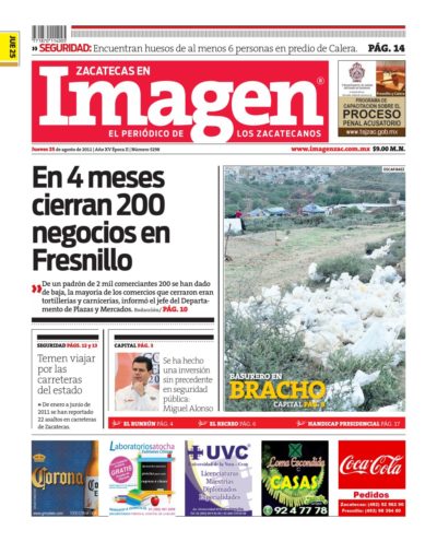 Imagen Zacatecas edición del 25 de Agosto 2011