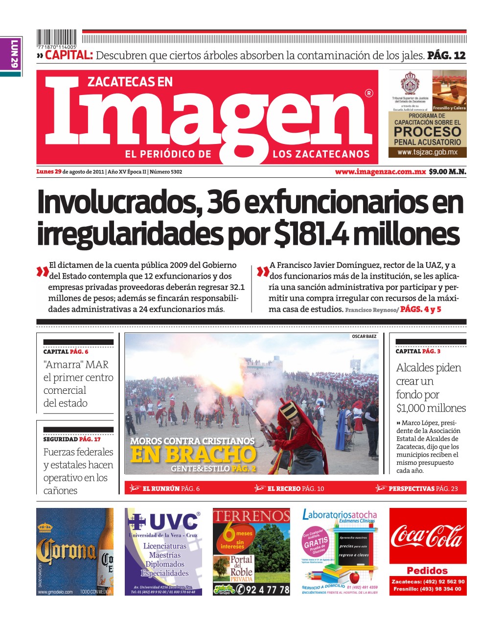 Imagen Zacatecas edición del 29 de Agosto 2011