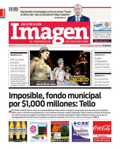 Imagen Zacatecas edición del 03 de Septiembre 2011