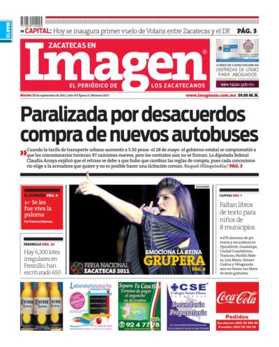 Imagen Zacatecas edición del 13 de Septiembre 2011