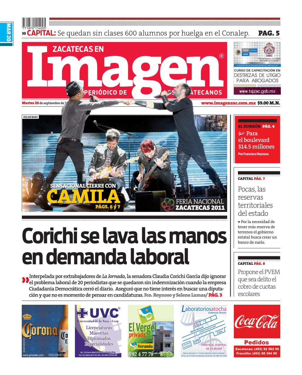 Imagen Zacatecas edición del 20 de Septiembre 2011