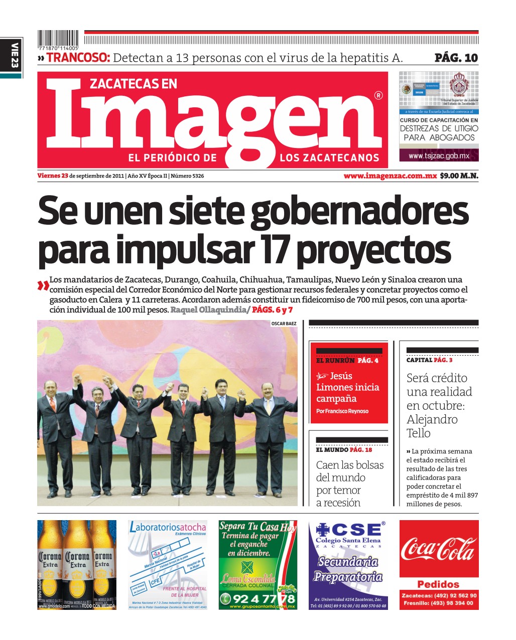 Imagen Zacatecas edición del 23 de Septiembre 2011