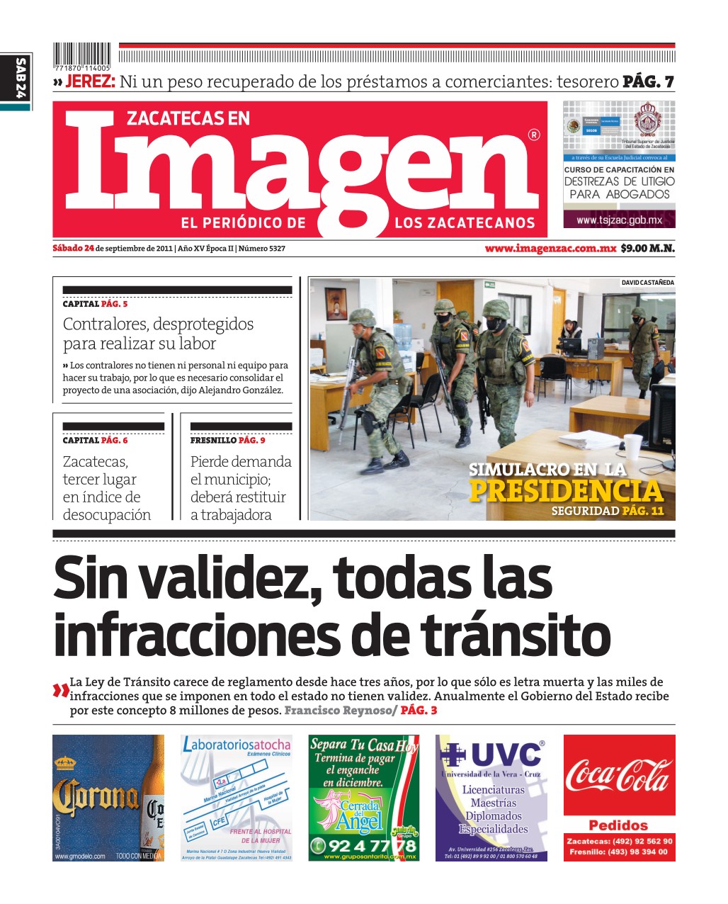 Imagen Zacatecas edición del 24 de Septiembre 2011