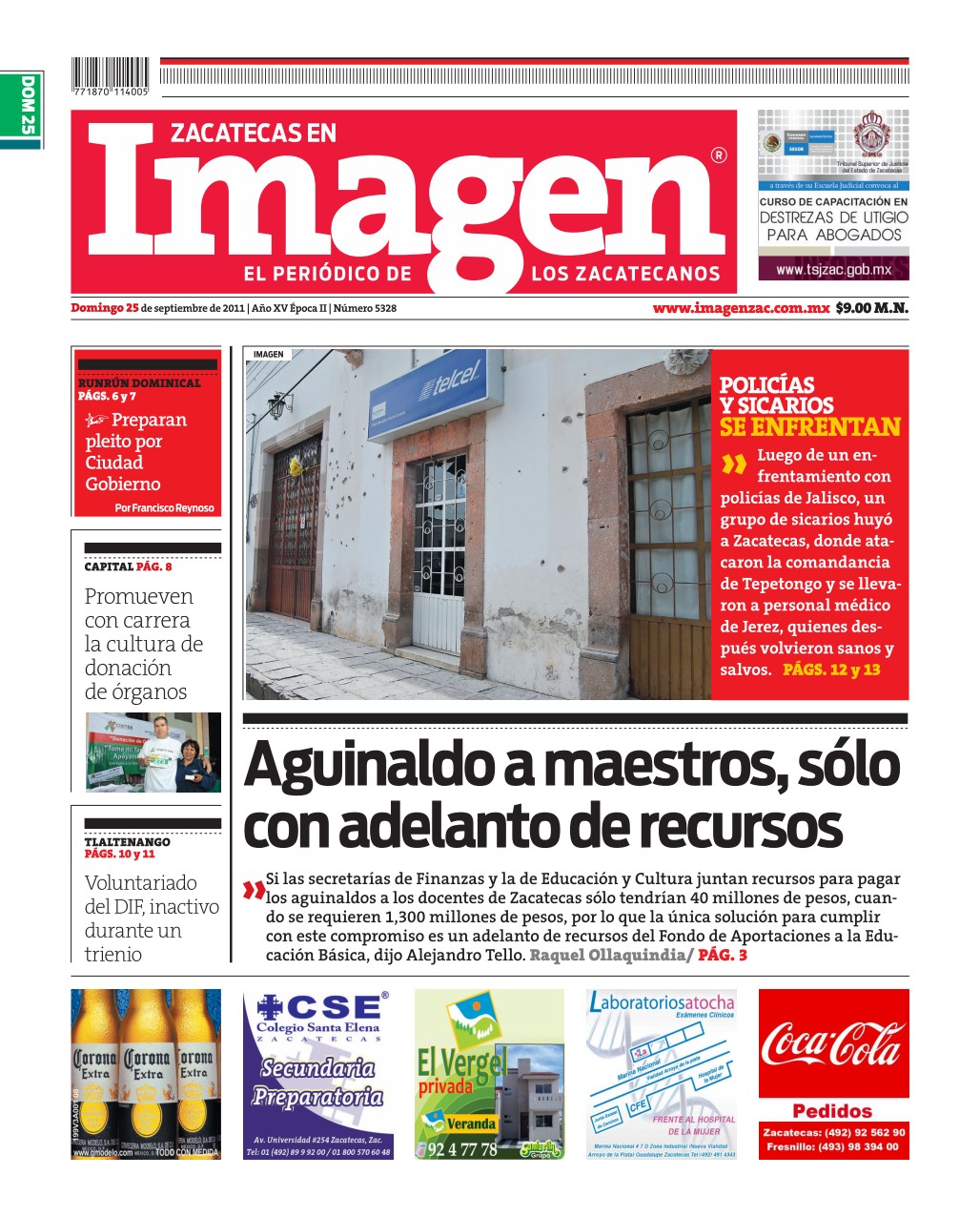 Imagen Zacatecas edición del 25 de Septiembre 2011