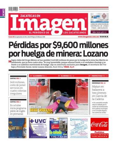 Imagen Zacatecas edición del 26 de Septiembre 2011
