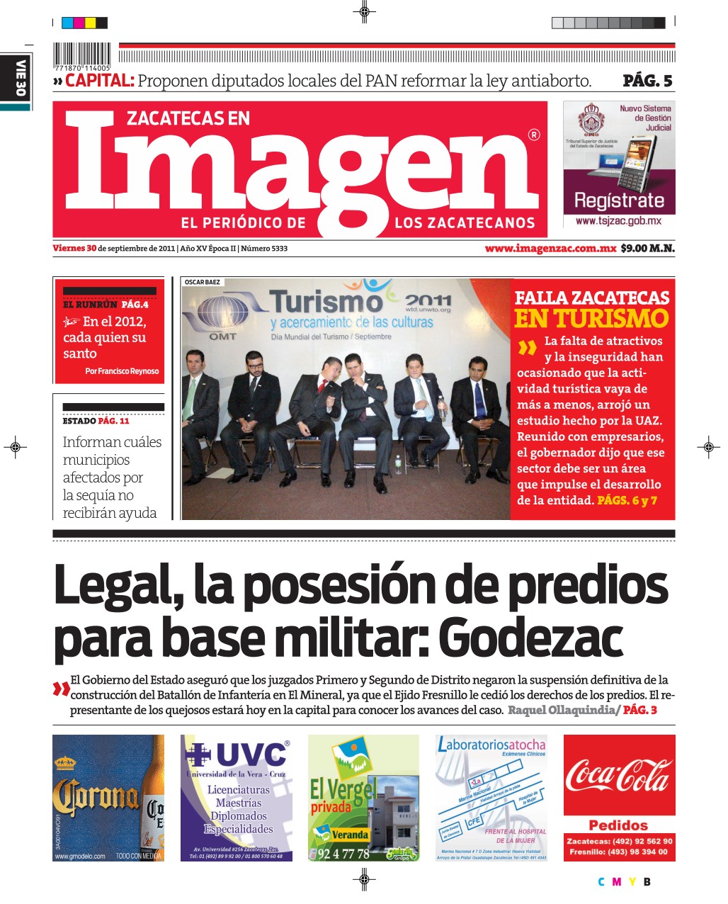 Imagen Zacatecas edición del 30 de Septiembre 2011