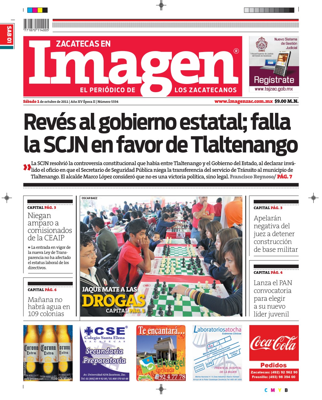 Imagen Zacatecas edición del 01 de Octubre 2011