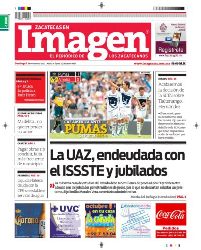 Imagen Zacatecas edición del 02 de Octubre 2011
