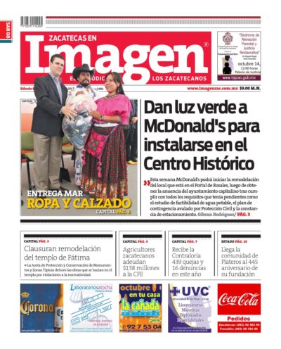 Imagen Zacatecas edición del 08 de Octubre 2011