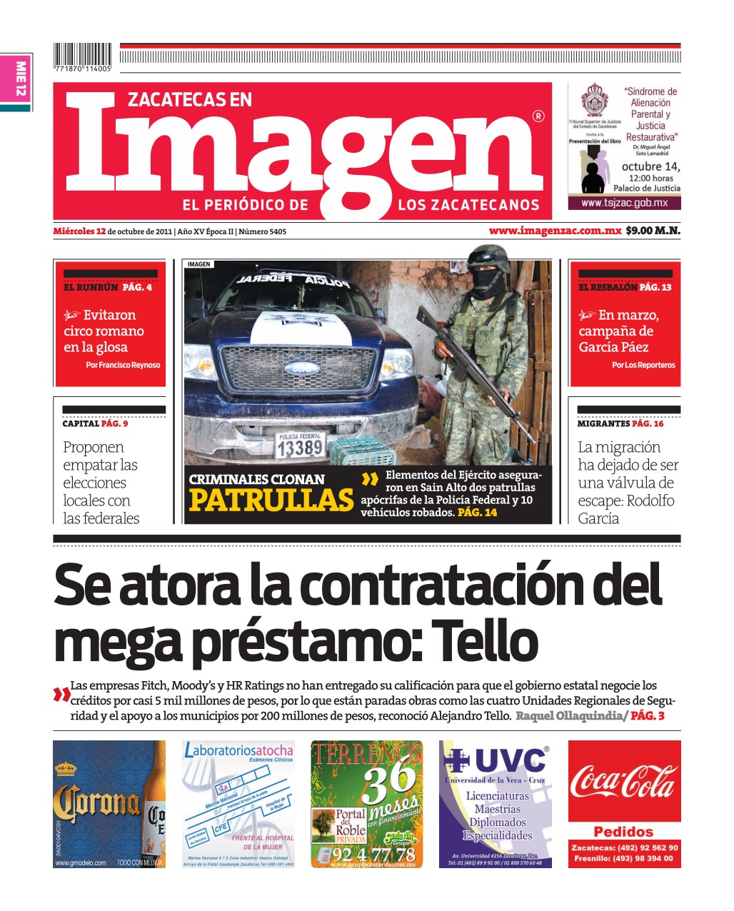 Imagen Zacatecas edición del 12 de Octubre 2011
