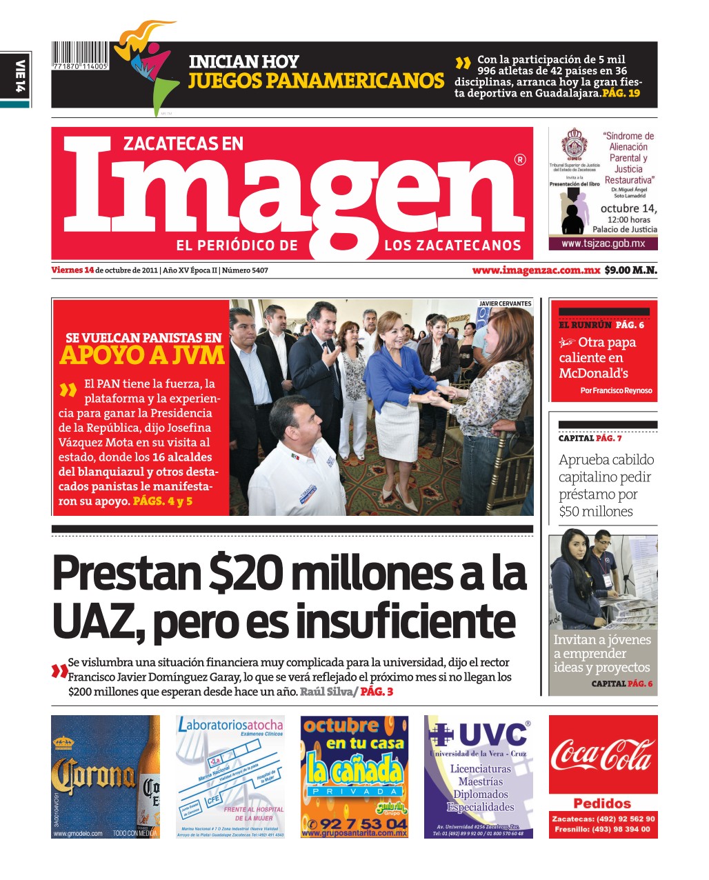 Imagen Zacatecas edición del 14 de Octubre 2011
