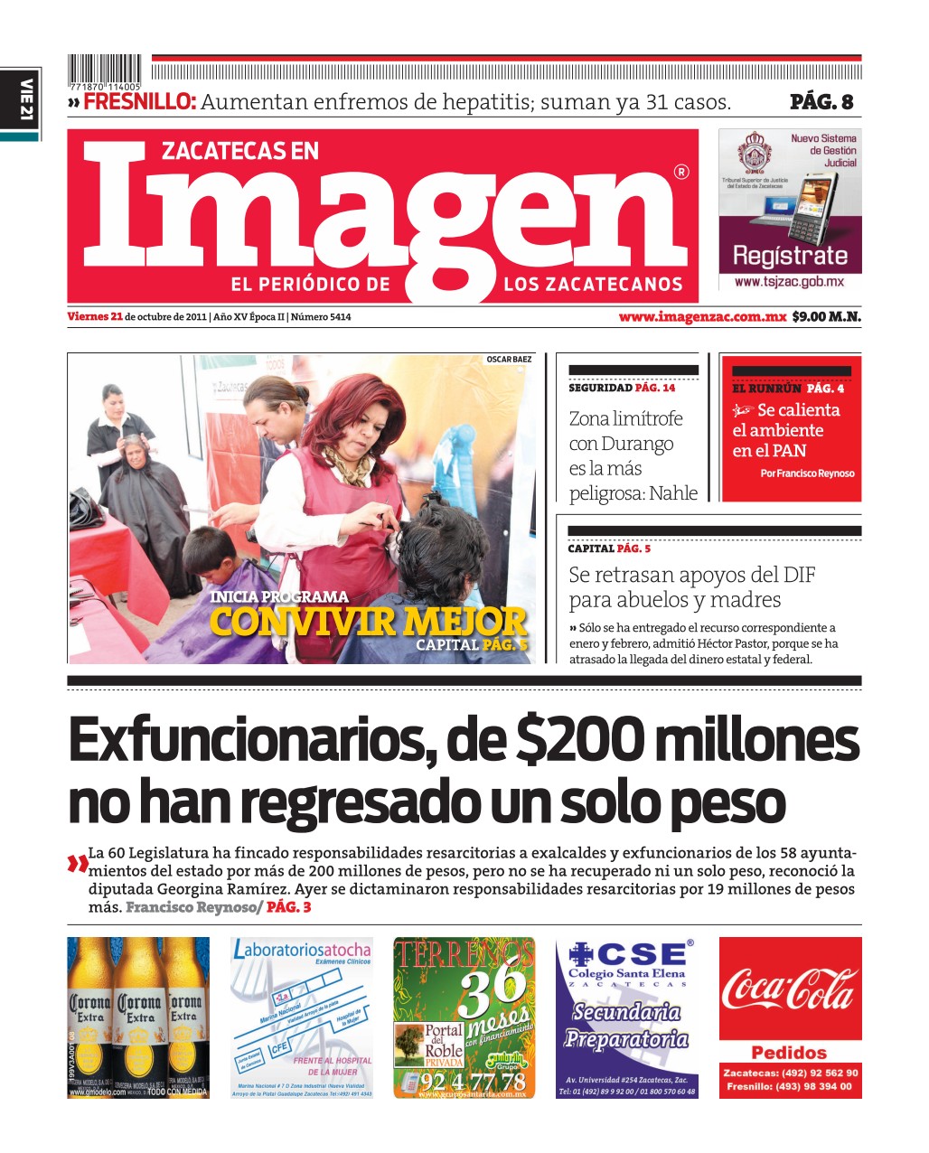 Imagen Zacatecas edición del 21 de Octubre 2011