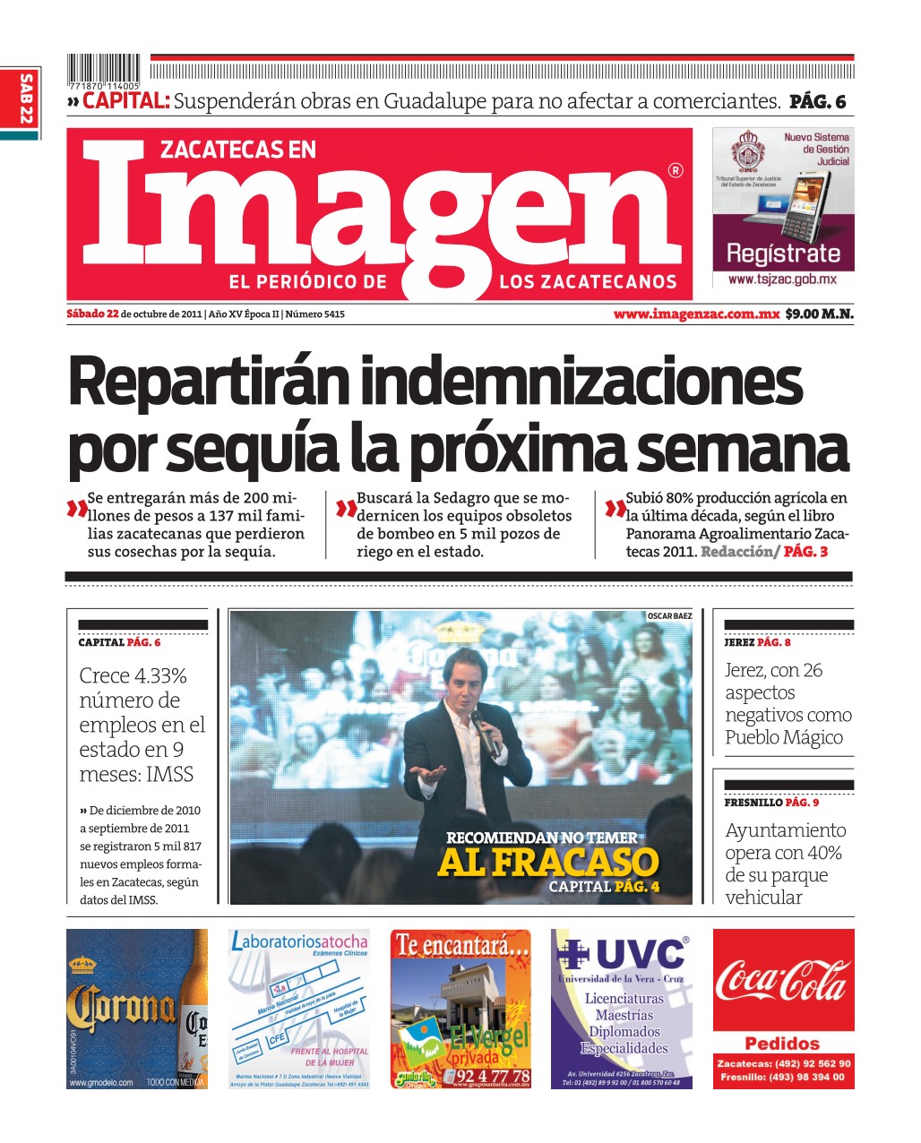 Imagen Zacatecas edición del 22 de Octubre 2011