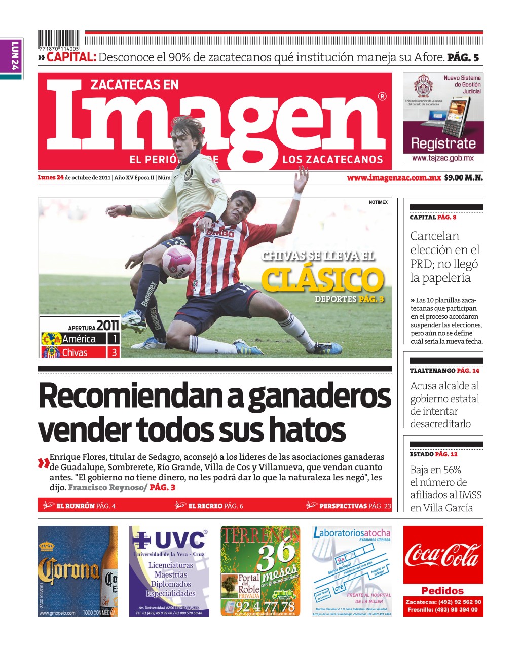 Imagen Zacatecas edición del 24 de Octubre 2011