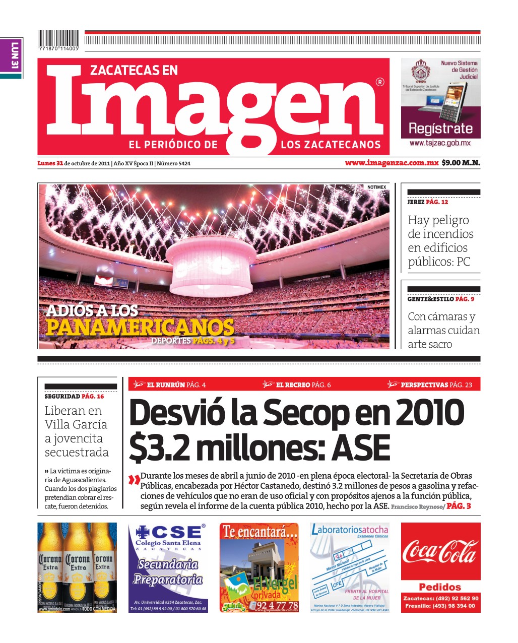 Imagen Zacatecas edición del 31 de Octubre 2011