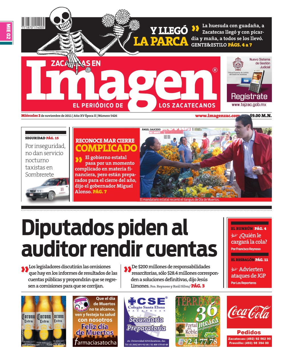 Imagen Zacatecas edición del 02 de Noviembre 2011