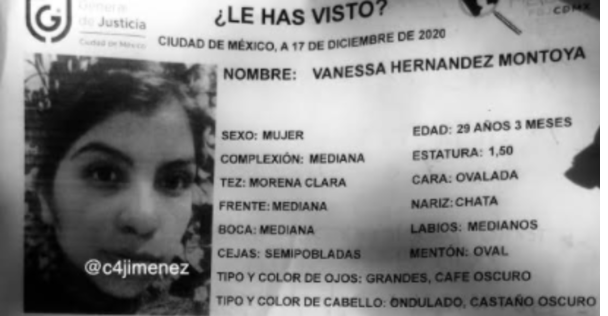 El caso por el feminicidio de Vanessa está en investigación. | Foto: Twitter.