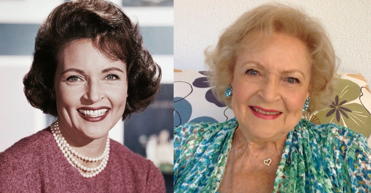 El antes y después de la actriz Betty White. | Fotos: Twitter.