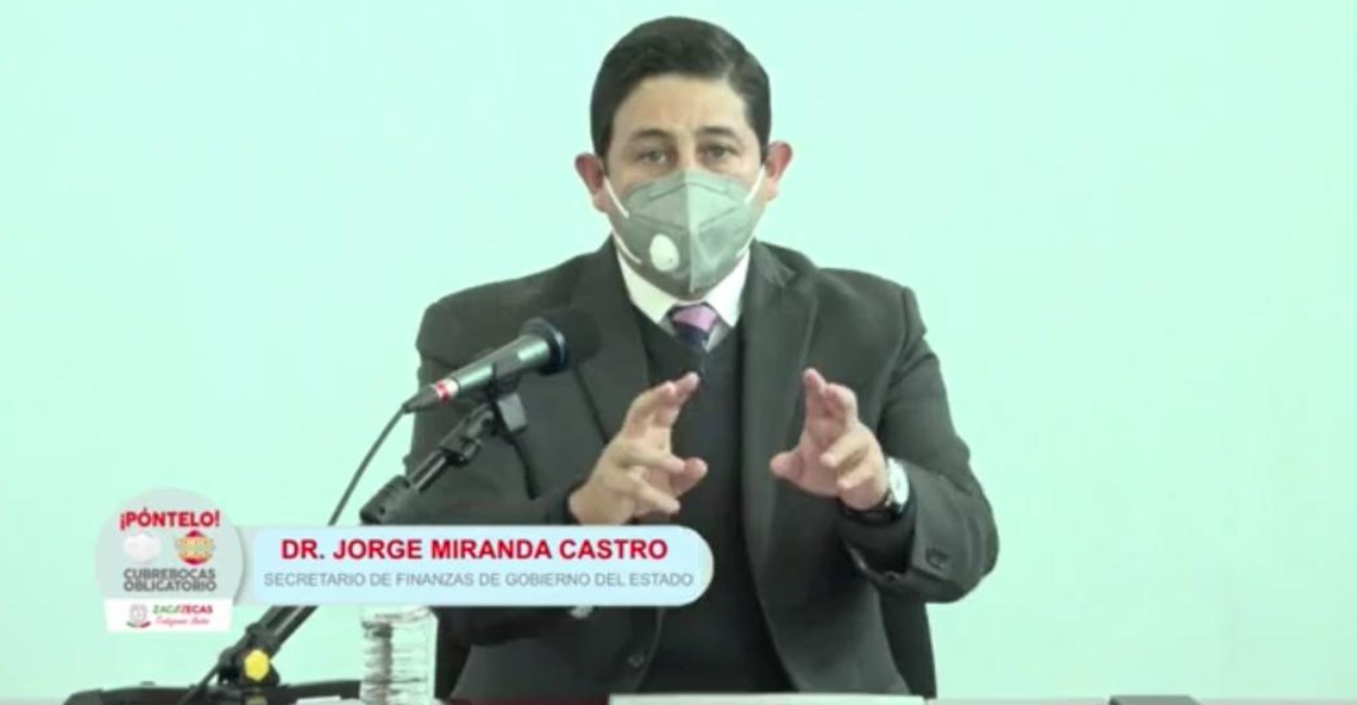 Jorge Miranda Castro, secretario de Finanzas. | Foto: Captura de pantalla.