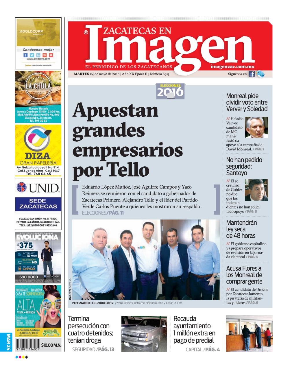 Imagen Zacatecas edición del 24 de Mayo 2016