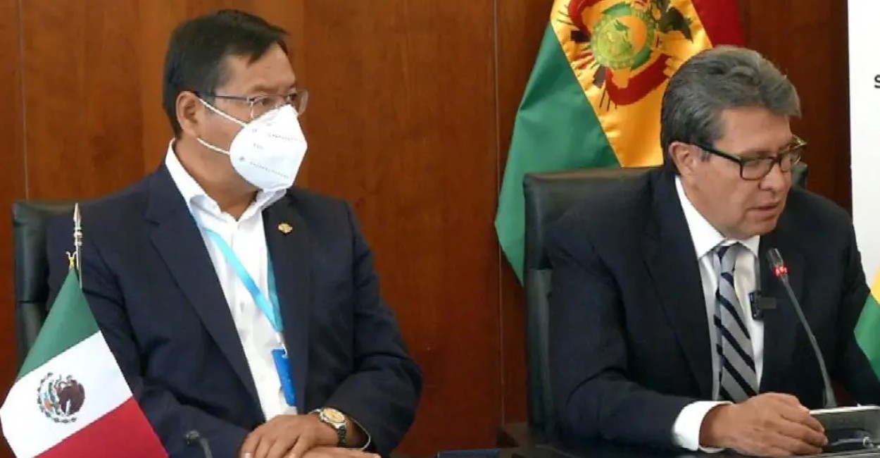 El mandatario boliviano se reunió con el presidente de la (Jucopo) del Senado, Ricardo Monreal. | Foto: Captura de pantalla.