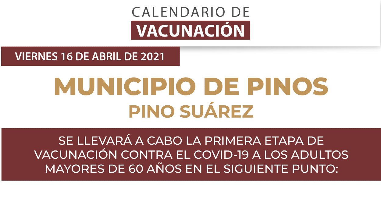 Calendario de vacunación en Pinos, Zacatecas. | Foto: Cortesía.