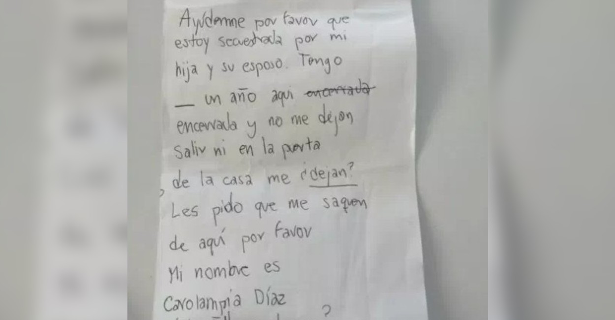 Esta es la carta que entregó a la enfermera. | Foto: Cortesía.