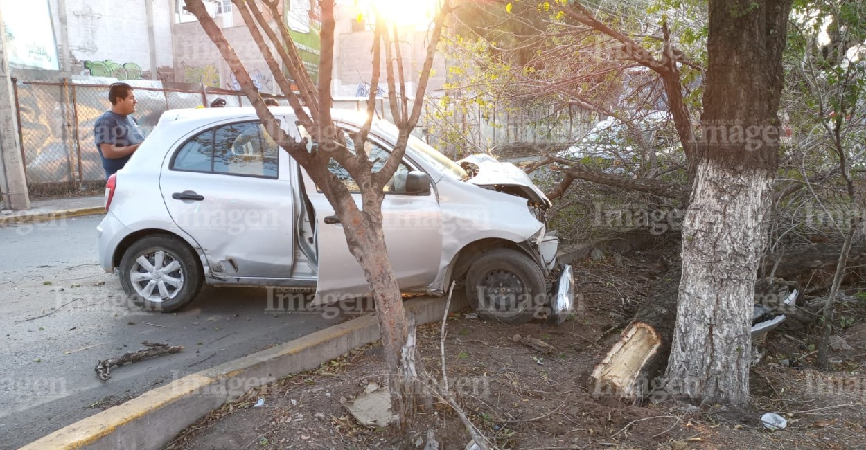 El segundo vehículo chocó contra un árbol. | Foto: Imagen de Zacatecas.