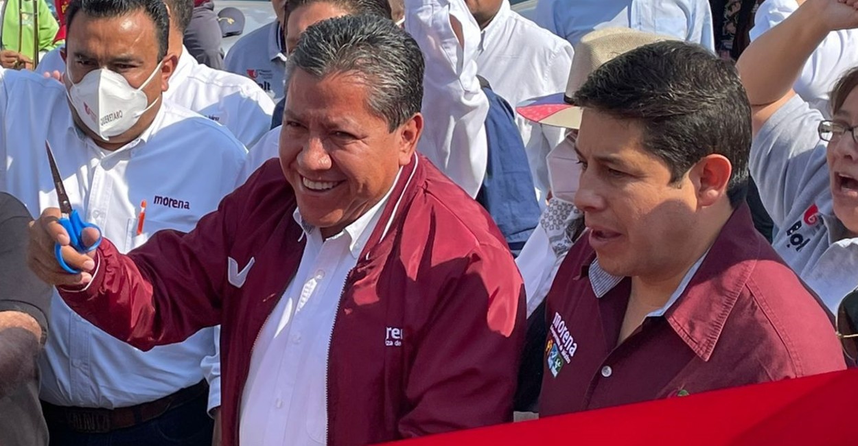 David Monreal y Jorge Miranda Castro, candidato a gobernador y alcalde municipal por Morena. | Foto: Franco Valdez. 