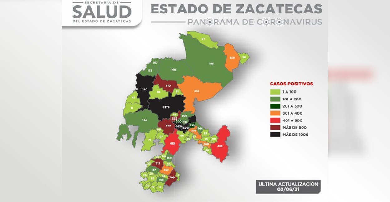 El municipio que registró más contagios fue Zacatecas. | Foto: Cortesía.