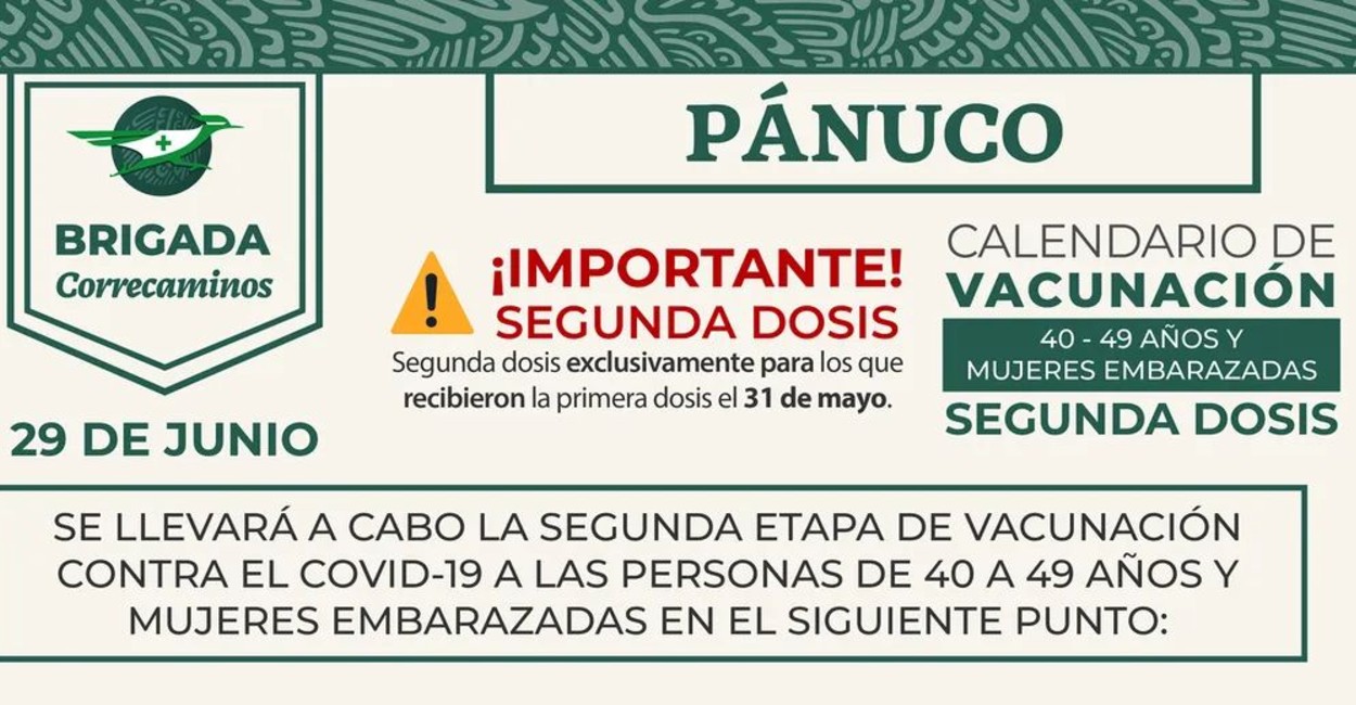 Calendario de vacunación en Zacatecas. | Foto: Cortesía.