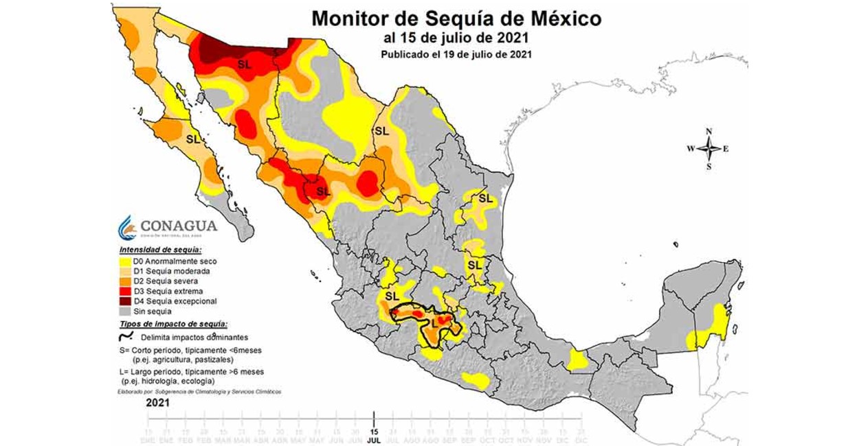 La sequía en México disminuyó con las lluvias de la primera quincena de julio. | Foto: cortesía