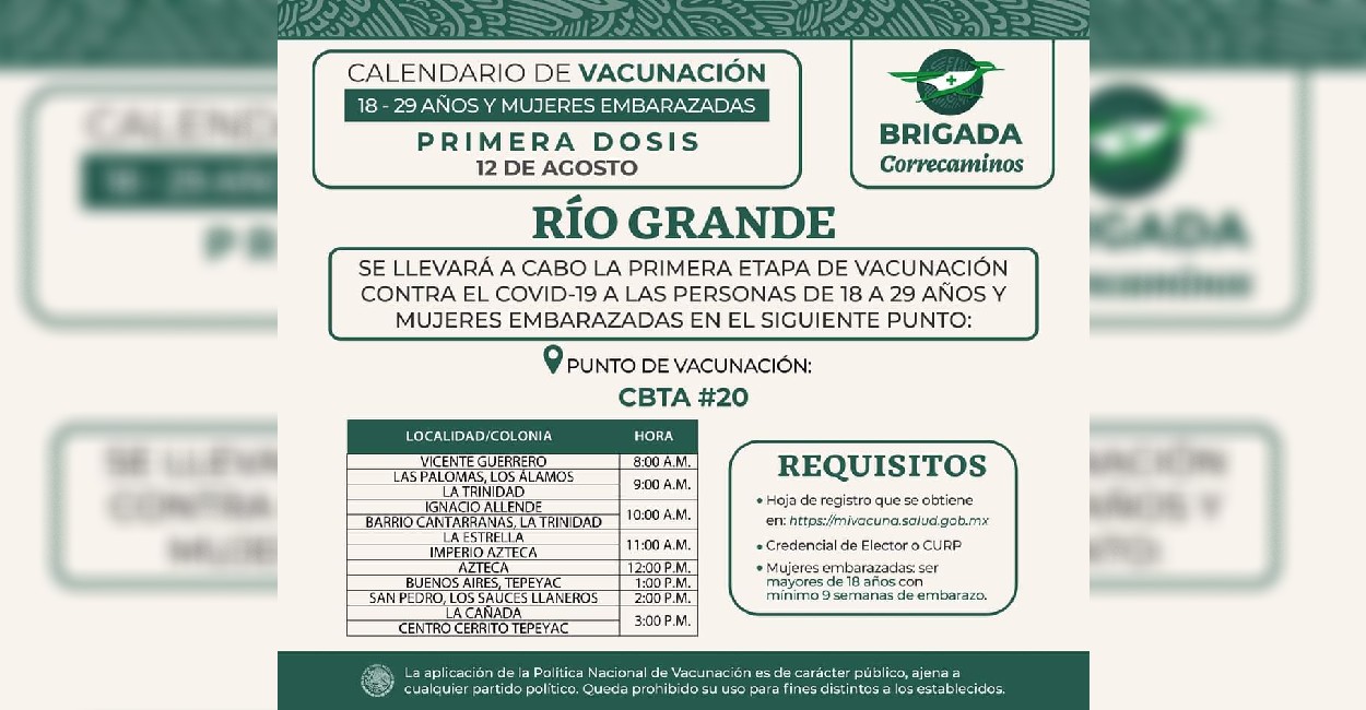 Recuerde llevar credencial del INE y su hoja de registro impresa, la cual pueden obtener en https://mivacuna.salud.gob.mx | Foto: Cortesía.